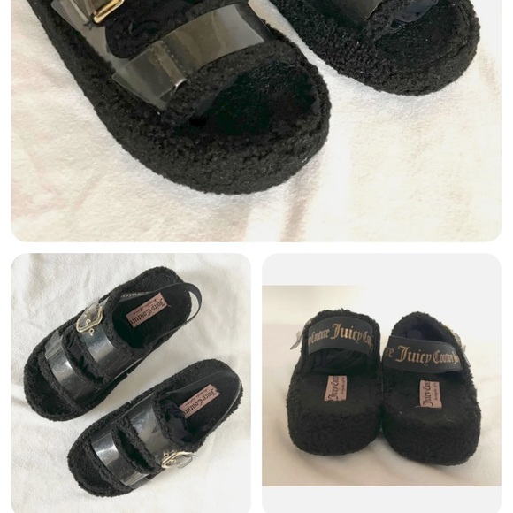 JUICY COUTURE FURRY SLIPPER SANDALS π - Picture 2 of 2